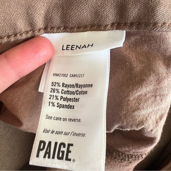 Paige Leenah High Rise Wide Leg Brown Cognac Luxe Coated Jeans - Picture 10 of 11